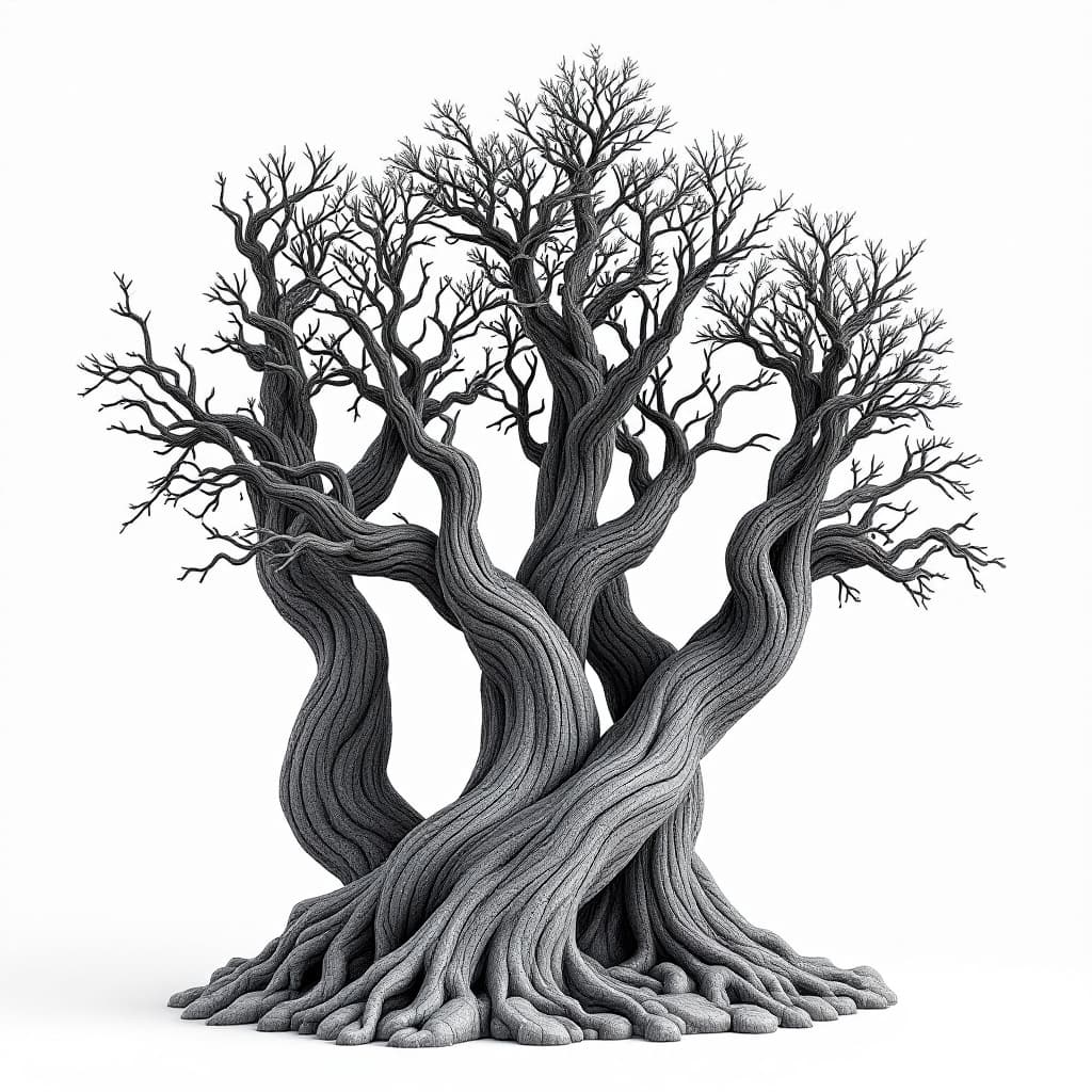 AI generated: Sculpture trees intertwined