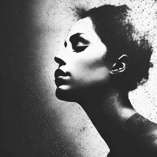 AI generated: black background, dark photo, silhouette, female. fading backlit background,amazing depth, intricate...