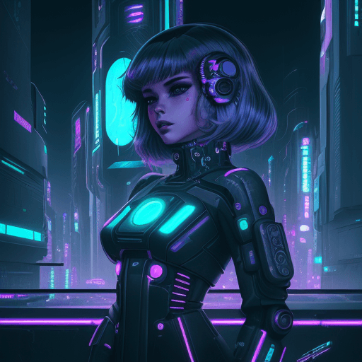 AI generated: girl of the future, futuristic design, electronic artwork, manga character, techno-noir, animated dr...
