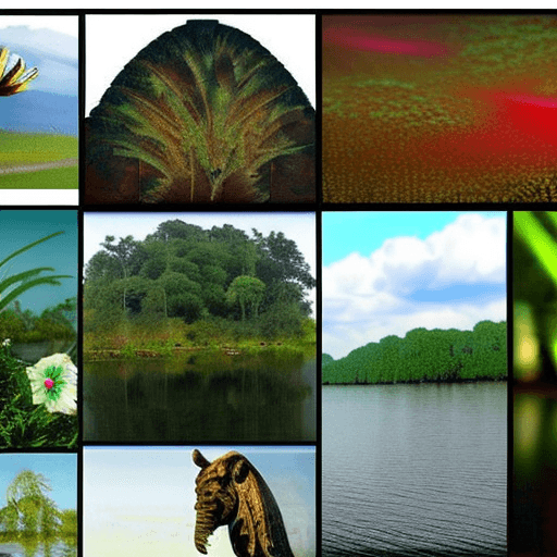 AI generated: I want an image of the Amazon jungle as artistic as possible where you can see the most representati...