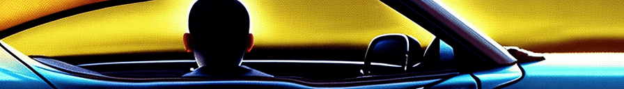 AI generated:  a beautiful woman, in a car on a rainbow