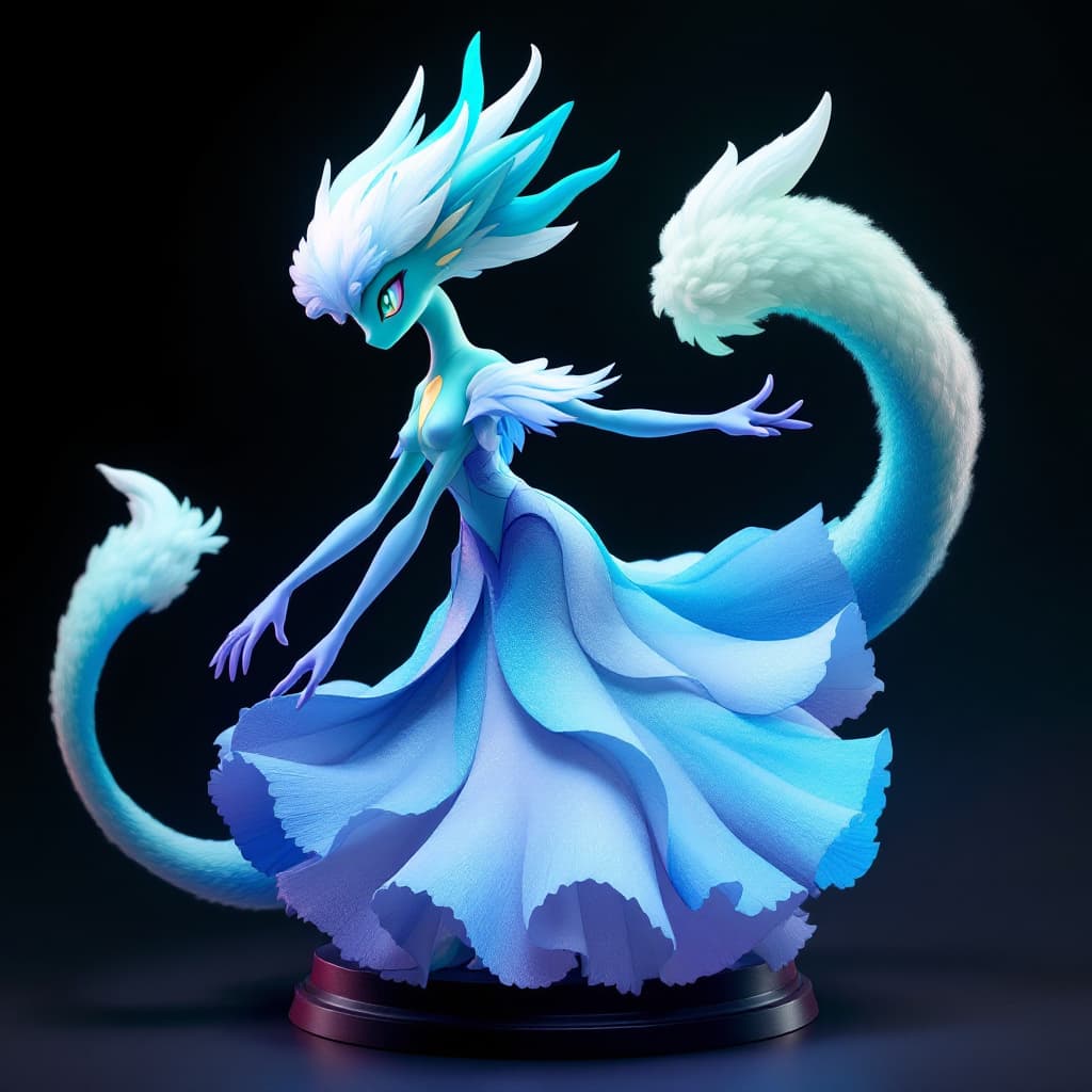 AI generated: A breathtaking fusion of the Pokémon Lopunny, Gardevoir, and renowned gym leader Skyla, sculpted in ...