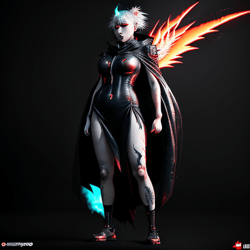 AI generated: Gojo jujutsukaisen, BEAUTIFUL DEVIL FROM HELL , CAPE OF FIRE, perfect proportion, Cyberpunk Edgerunn...