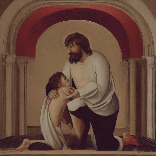 AI generated: repentant son with his father