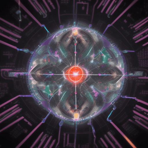 AI generated: connection of three souls, an atomic fusion with microchips, wires, led, transistor, resistor, capac...