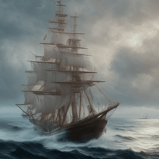 AI generated: Photo of a ultra realistic sailing ship, dramatic light, pale sunrise, cinematic lighting, battered,...