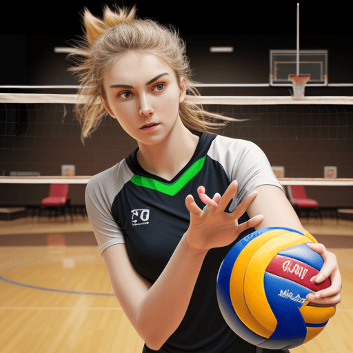 AI generated: A Smart volleyball with sensors that tracks hand positioning being spiked by a professional player o...