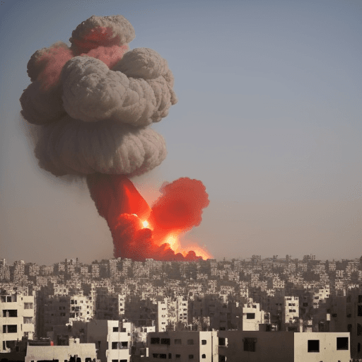 AI generated: Photo of a angle bless the army of israel the idf and the sky is red and strong and this is in gaza ...