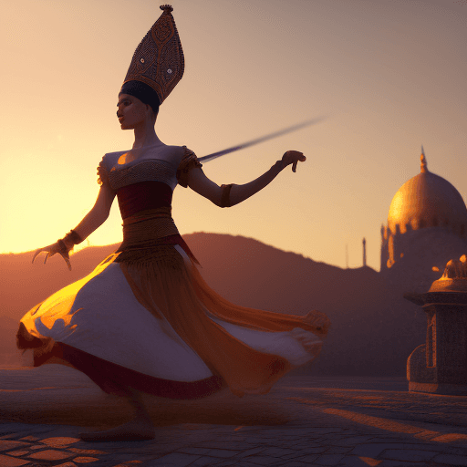 AI generated: Ultra high resolution photography of a medieval, Turkish, dancer, woman, dramatic light, pale sunris...