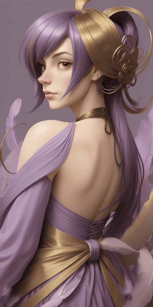 AI generated: Over The Shoulder of a face of a monkey in a meadow with elegant ribbons, in the style of Lauren Fau...