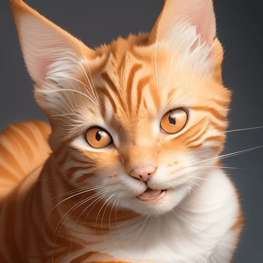 AI generated: Ultra-realistic photo portrait of a spirited orange tabby cat with stripes, big round eyes filled wi...