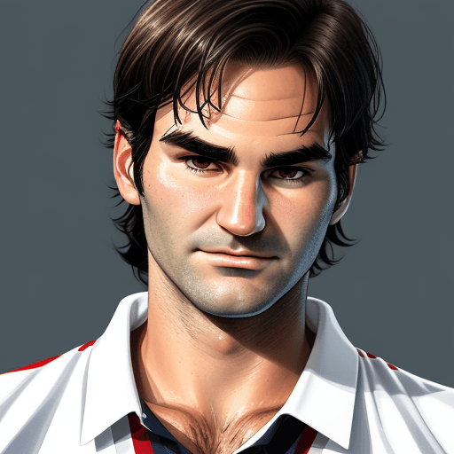 AI generated: portrait of Roger Federer, high quality, high resolution, 30 years old, comic style,