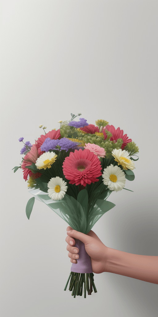 AI generated: handy, bouquet, 8k, photo realism, minimalism, modern