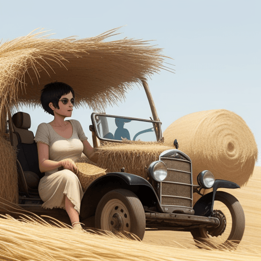 AI generated: A women with short hair and a hay driving her hinda fit