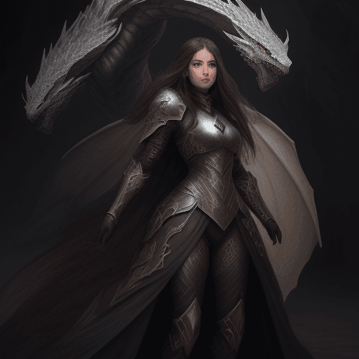 AI generated: girl in black elven armor, dark background, soft glow, hyper-realism, flowing hair, detailed face, b...
