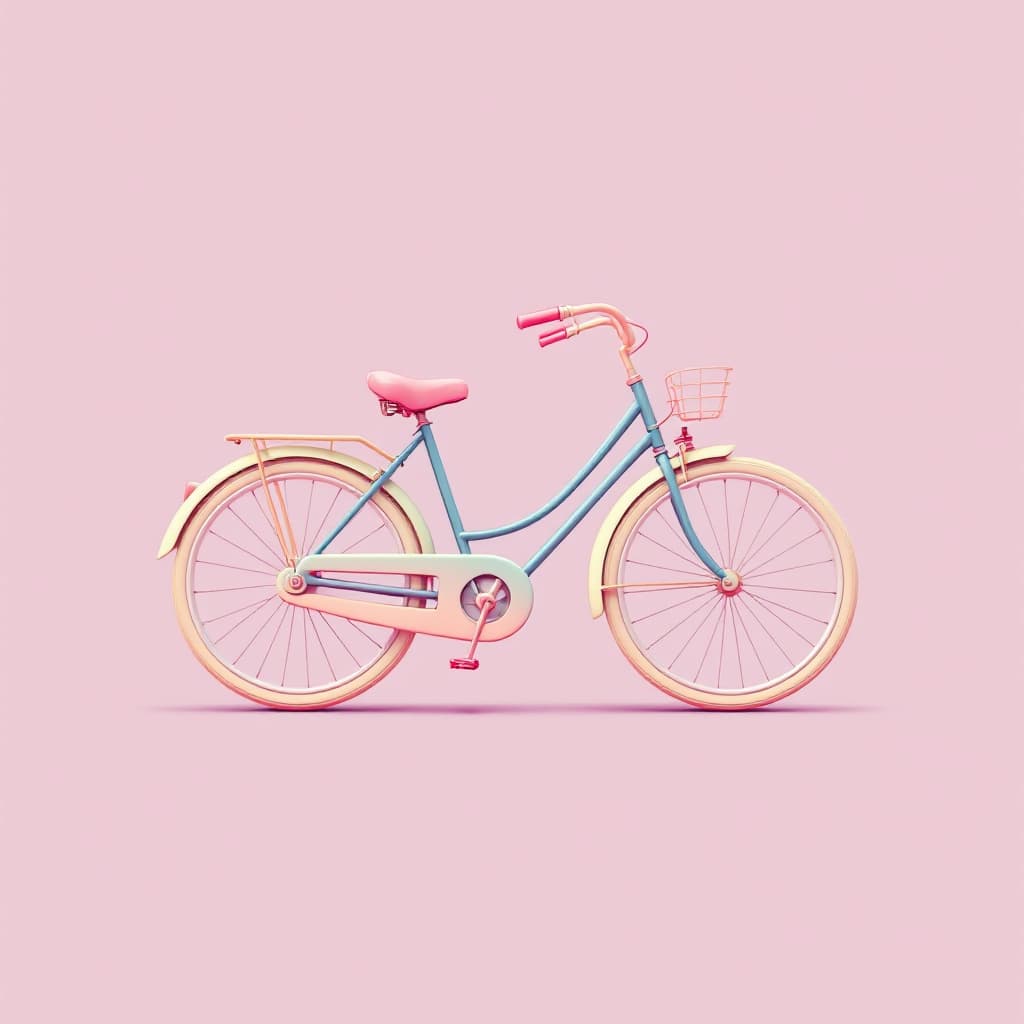 AI generated: An icon design, 3D, transportation icon, bicycles, soft light, nostalgic feeling, pastel colors, vin...