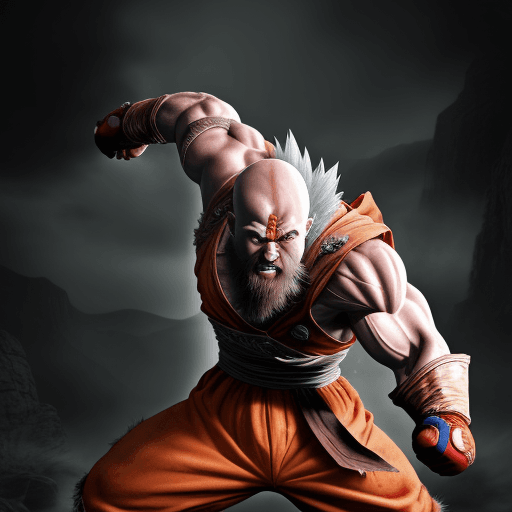 AI generated: Photo of kratos fighting goku
