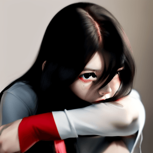 AI generated: 1boy, attractive, red_pupils, black_hair, long_hair, messy_hair, bangs, hair_between_eyes, stubble, ...