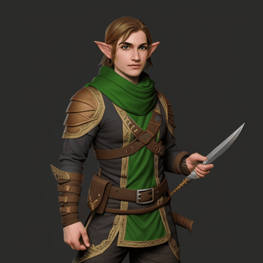 AI generated: Dungeons and dragons male half-elf ranger