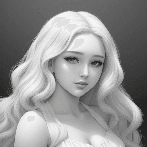 AI generated: drawing of a beautiful young woman in white, in the style of black and white realism, tumblewave, hi...