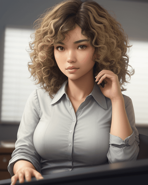 AI generated: a psychologist with volume  very curl hair with lots of layers short brunette hair, thin nose, sligh...