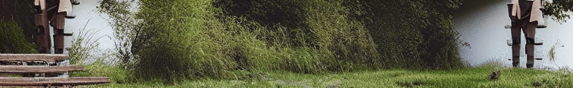 AI generated: Abandoned city in a beautiful garden, candles, rain, water pound, wide shot , a portrait image full ...