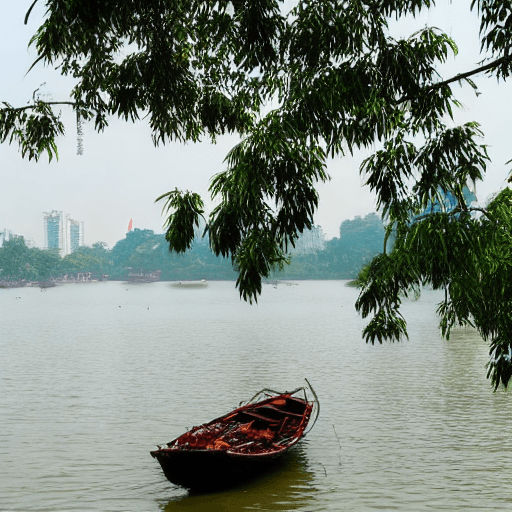 AI generated: Hoàn Kiêm lake in Hanoi, Vietnam