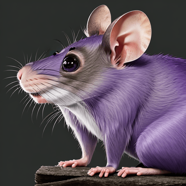 AI generated: side view of a wild, ugly, giant violet rat, 8k