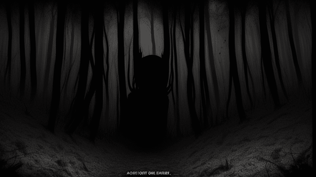 AI generated: Horror movie poster. Picture without captions. Scary forest.