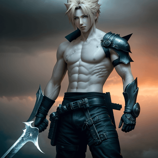 AI generated: "An extraordinary photo captures the entire body of Cloud Strife, the iconic character from the Fina...