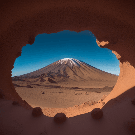 AI generated: crea una fotografía dónde se vea el Teide desde la costa de África a lo lejos