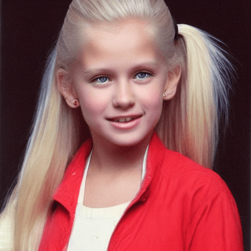 AI generated: Beautiful blonde girl in 1985 wearing side ponytail standing in the mall — s 1000 — weird 1000