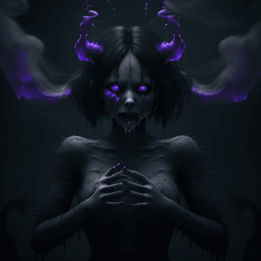 AI generated:  3d render smoke swirling horror female demon Ghost dripping plasma, disintegrating, ghost in swirli...