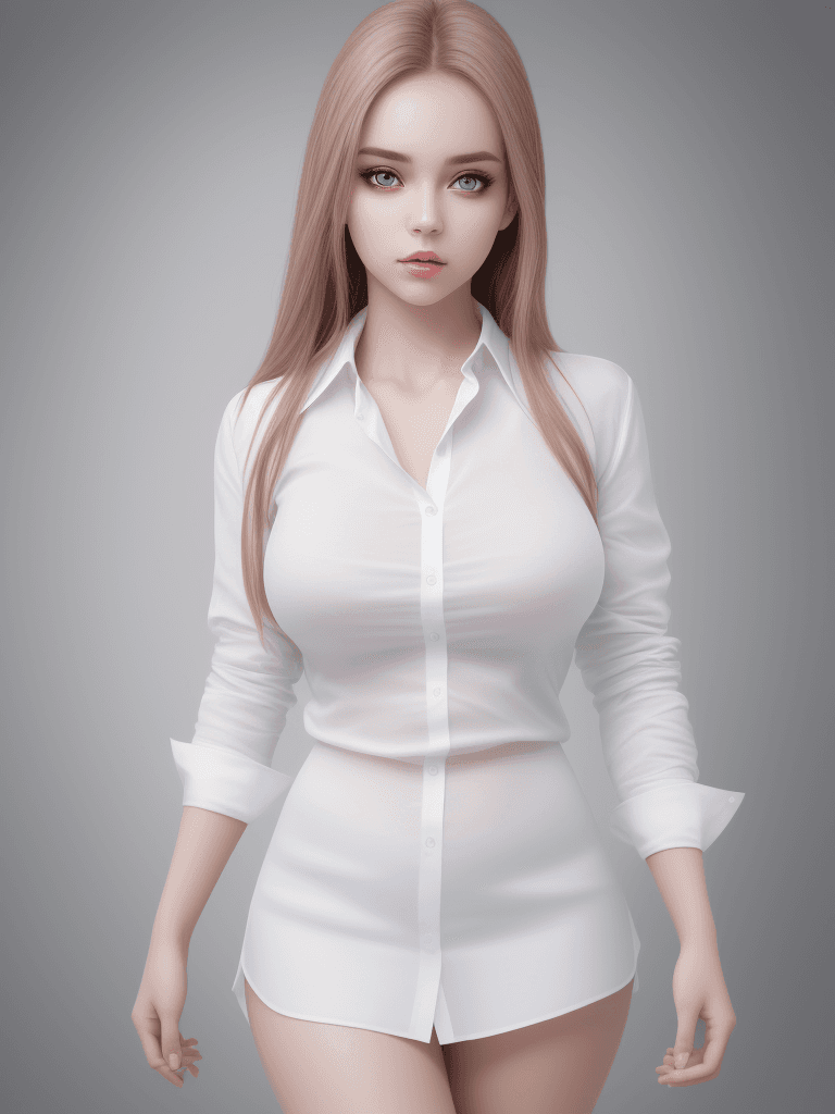 AI generated: girl, dressed in white shirt, full body portrait, nice perfect face with nice perfect eyes, hyper re...