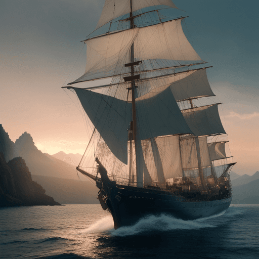 AI generated: Photo of a ultra realistic sailing ship, dramatic light, pale sunrise, cinematic lighting, battered,...