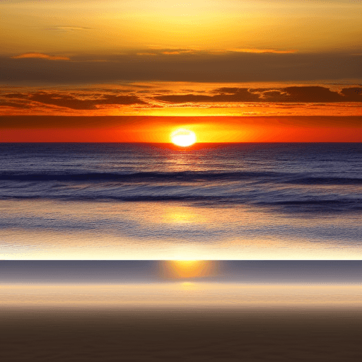 AI generated: chillout sunset over peaceful ocean, a realistic photo,