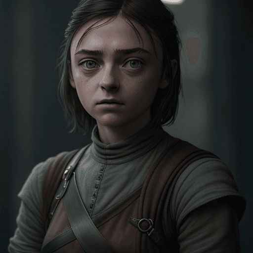 AI generated: female looking like arya stark in modern clothing, gorgeous, attractive, flirting, (((full body visi...