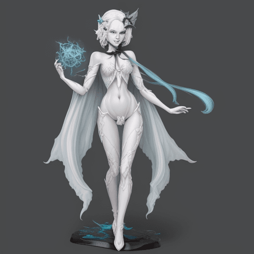 AI generated: DnD Changeling, good looking, fey like appearence, pale figure, cute playful with bow , white hair