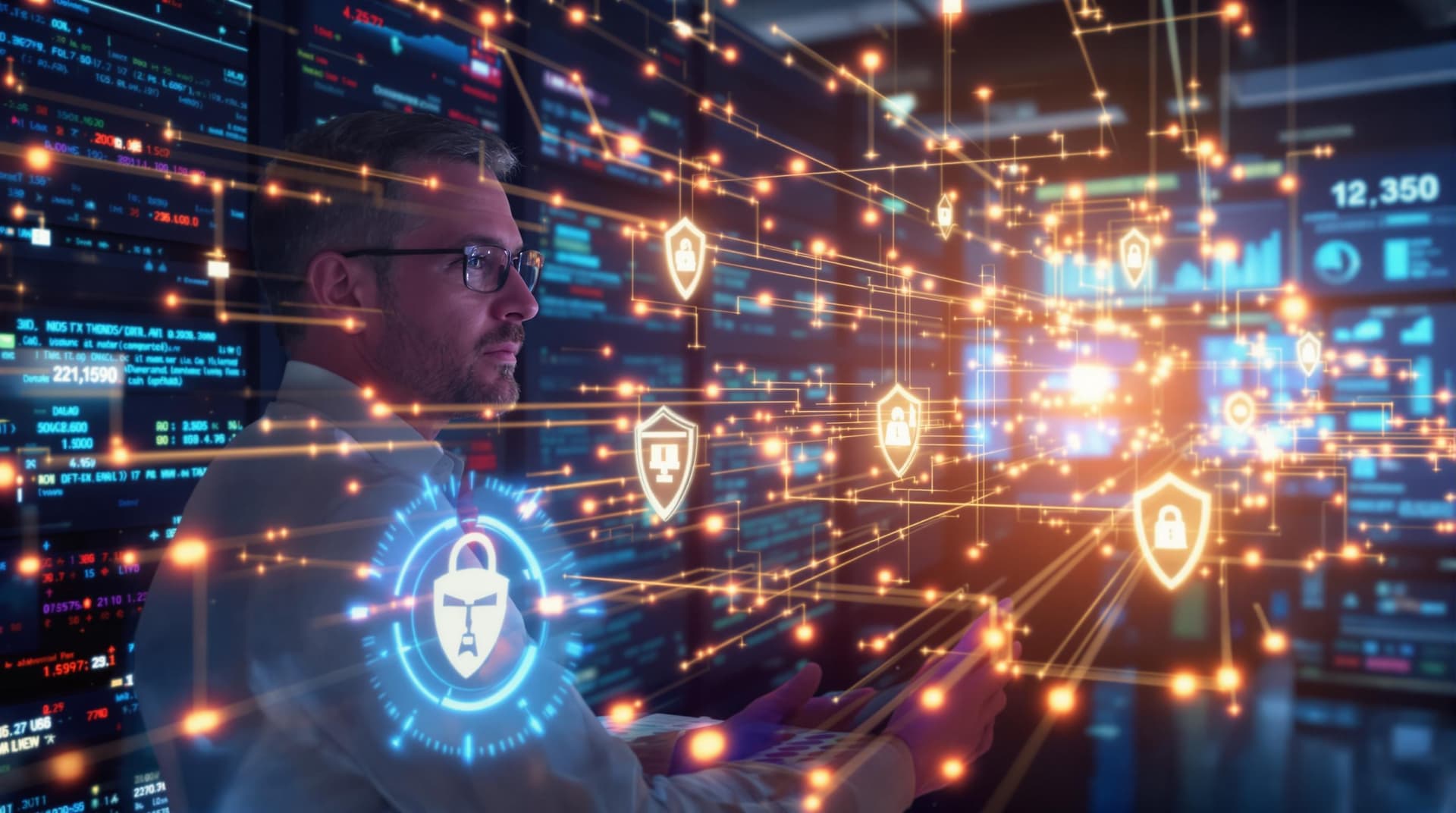 AI generated: /imagine prompt: Corporate IT transformation scene, 40-year-old CIO overseeing data migration to clo...