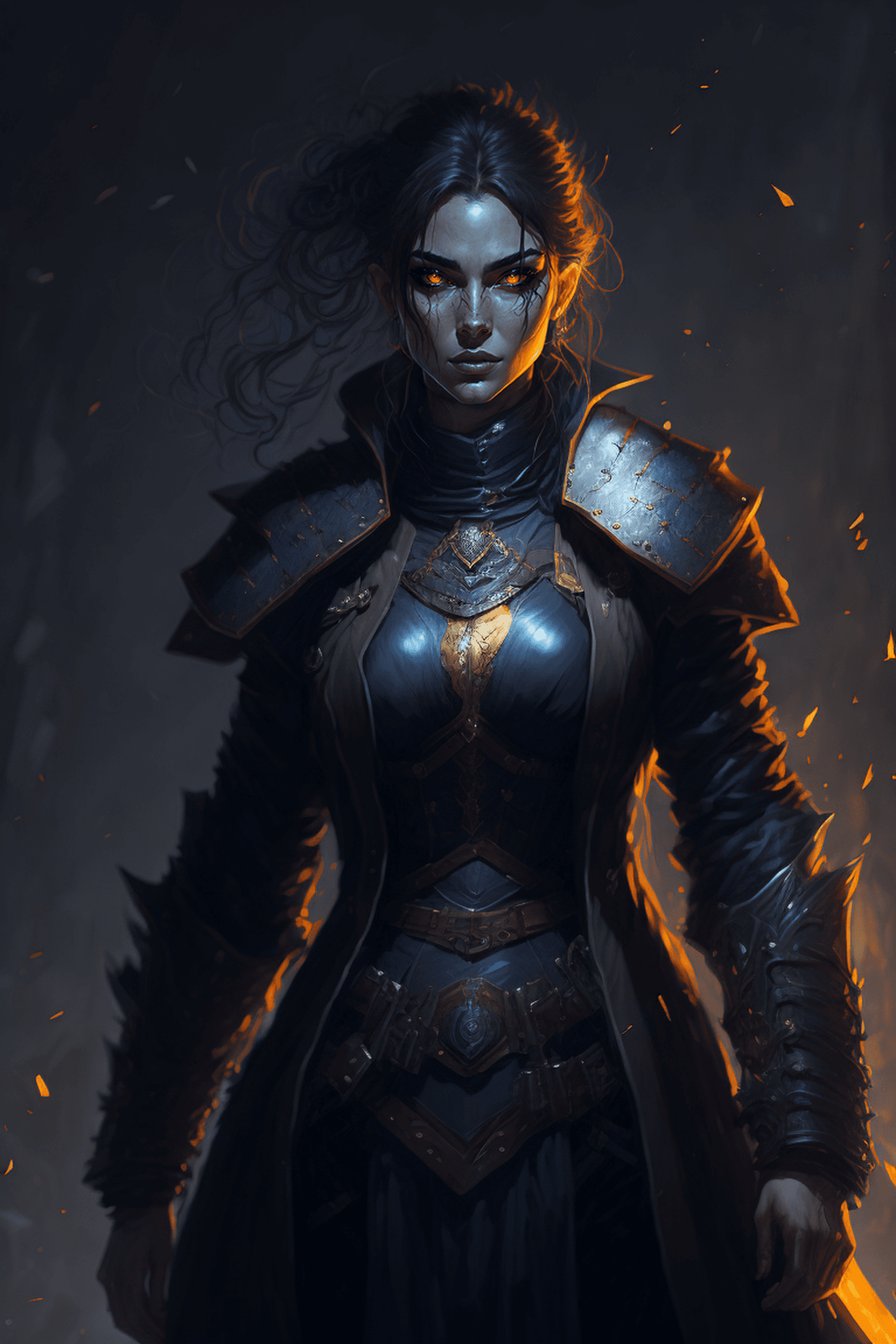 AI generated: an award winning portrait of a vampire lord with glowing eyes, gothic woman, darkness, portrait, dar...