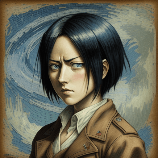 AI generated: Mikasa Ackerman in the style of Vincent Van Gogh, extreme detail

