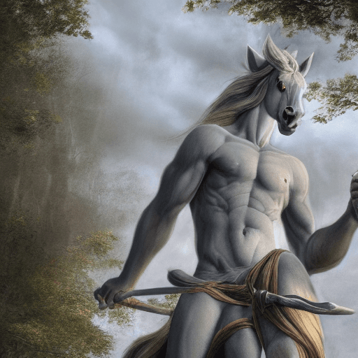 AI generated: a mythological centaur, a human horse chimera, hyperdetailed hyperealistic, cgi