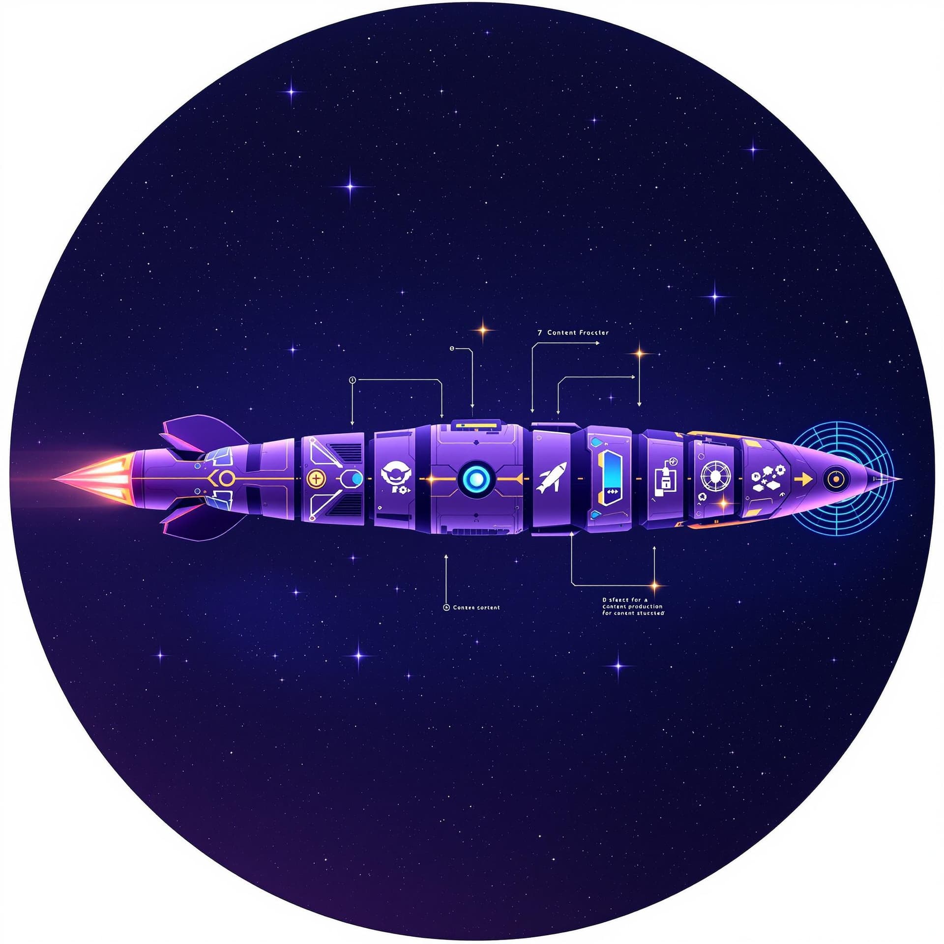 AI generated: Create a realistic image of a futuristic and technological rocket horizontally, where the cockpit is...