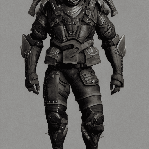 AI generated: Agile black wolf soldier character, anthropomorphic figure, wearing futuristic soldier armor and wea...