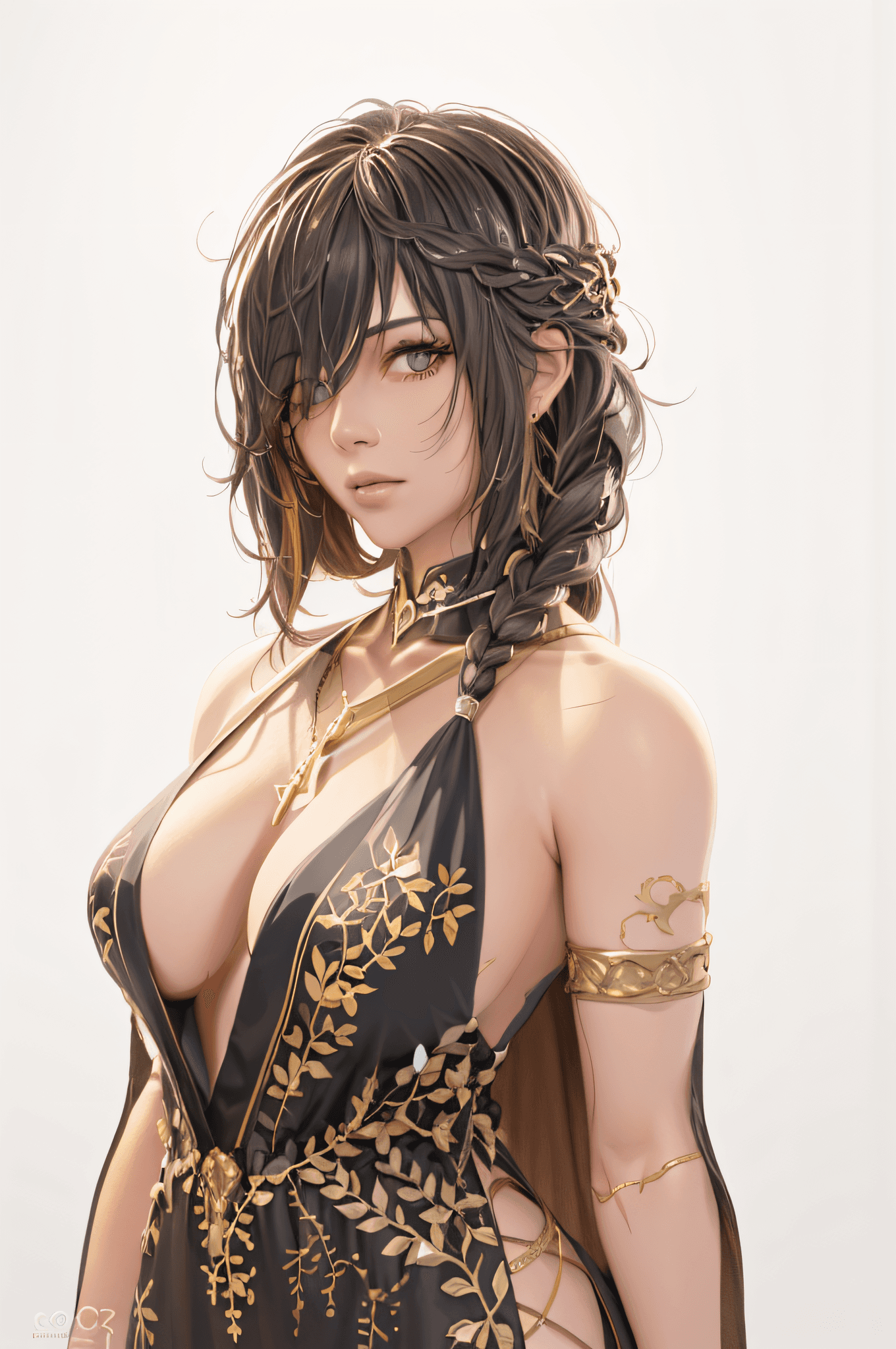 AI generated: anime girl with a very big breast and a very long hair, detailed digital anime art, highly detailed ...