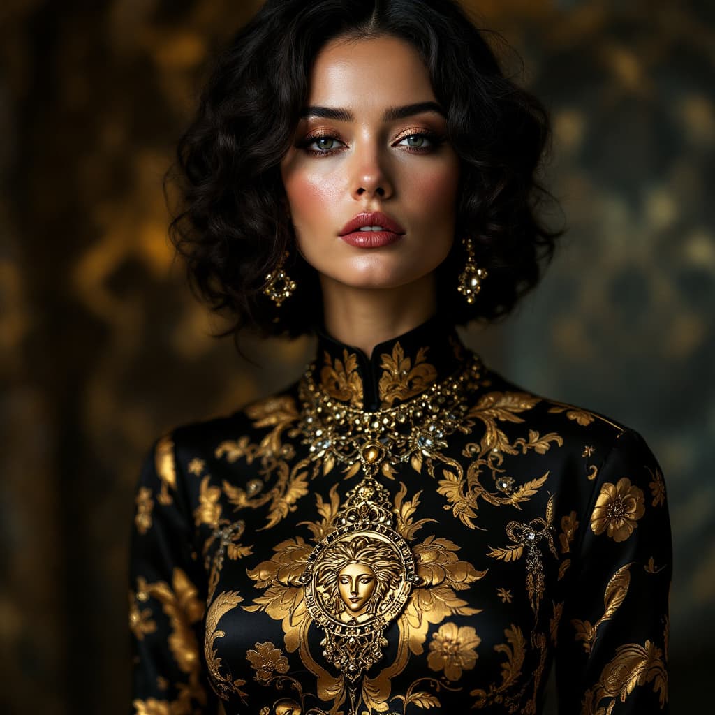 AI generated: WOMAN IN VINTAGE VERSACE 