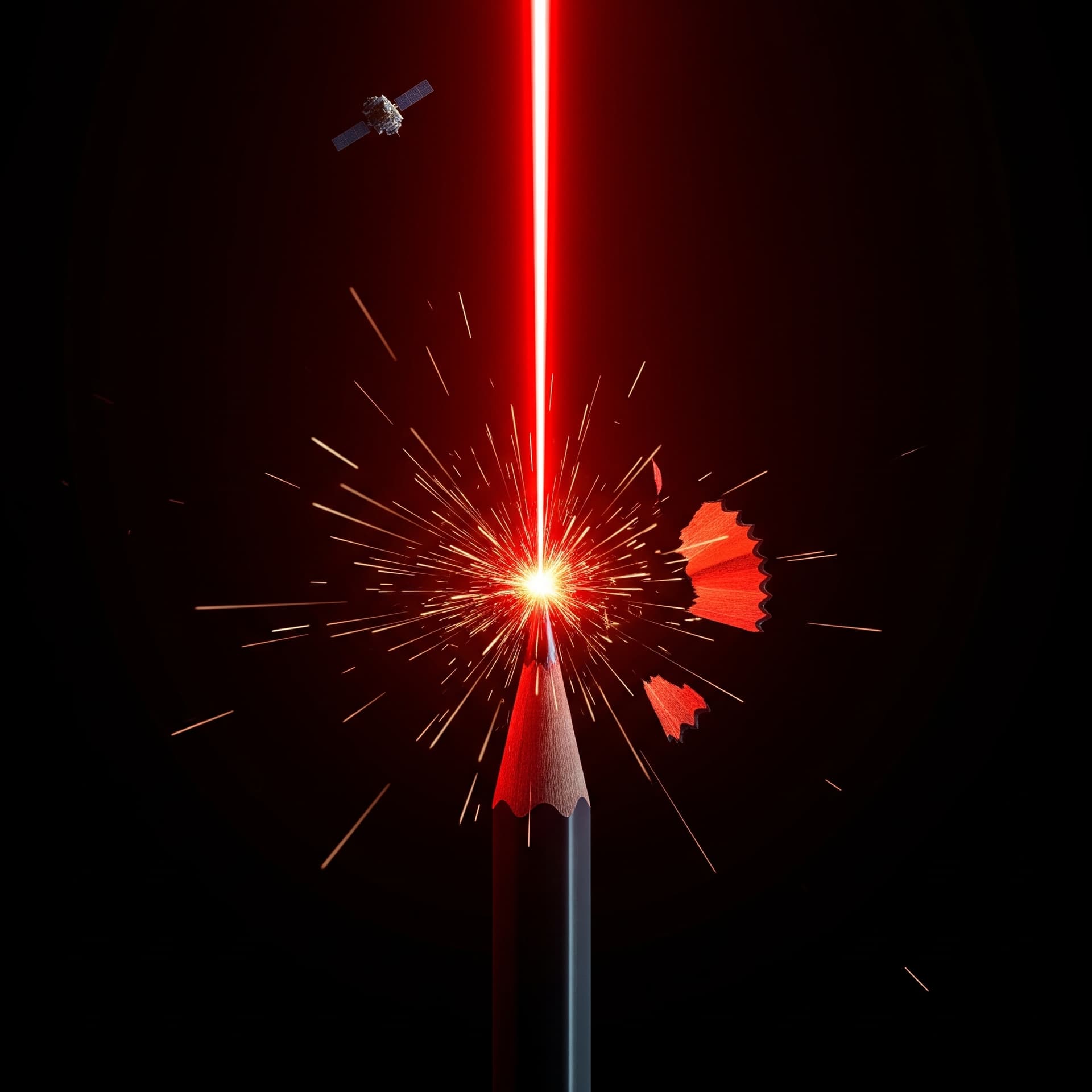 AI generated: A dramatic, cinematic shot of a single graphite pencil standing upright. A powerful, intensely glowi...