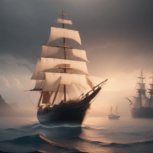AI generated: Photo of a ultra realistic sailing ship, dramatic light, pale sunrise, cinematic lighting, battered,...