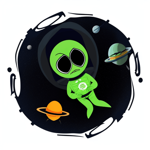 AI generated: clean vector image, logo, png. alien, south park style. space. ayy lmao. bitcoin. adult cartoon. min...