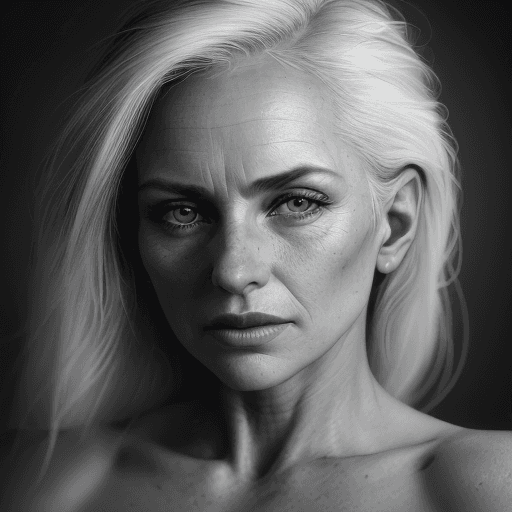 AI generated: stunning RAW close-up black and white photography portrait of a beautiful woman, sharp focus, highly...